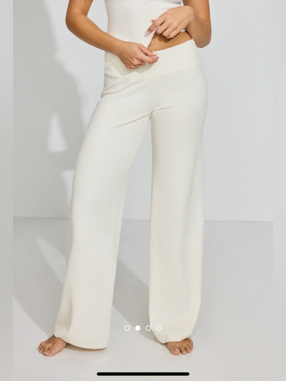 Garage Chenille Low Rise Pants in Cream